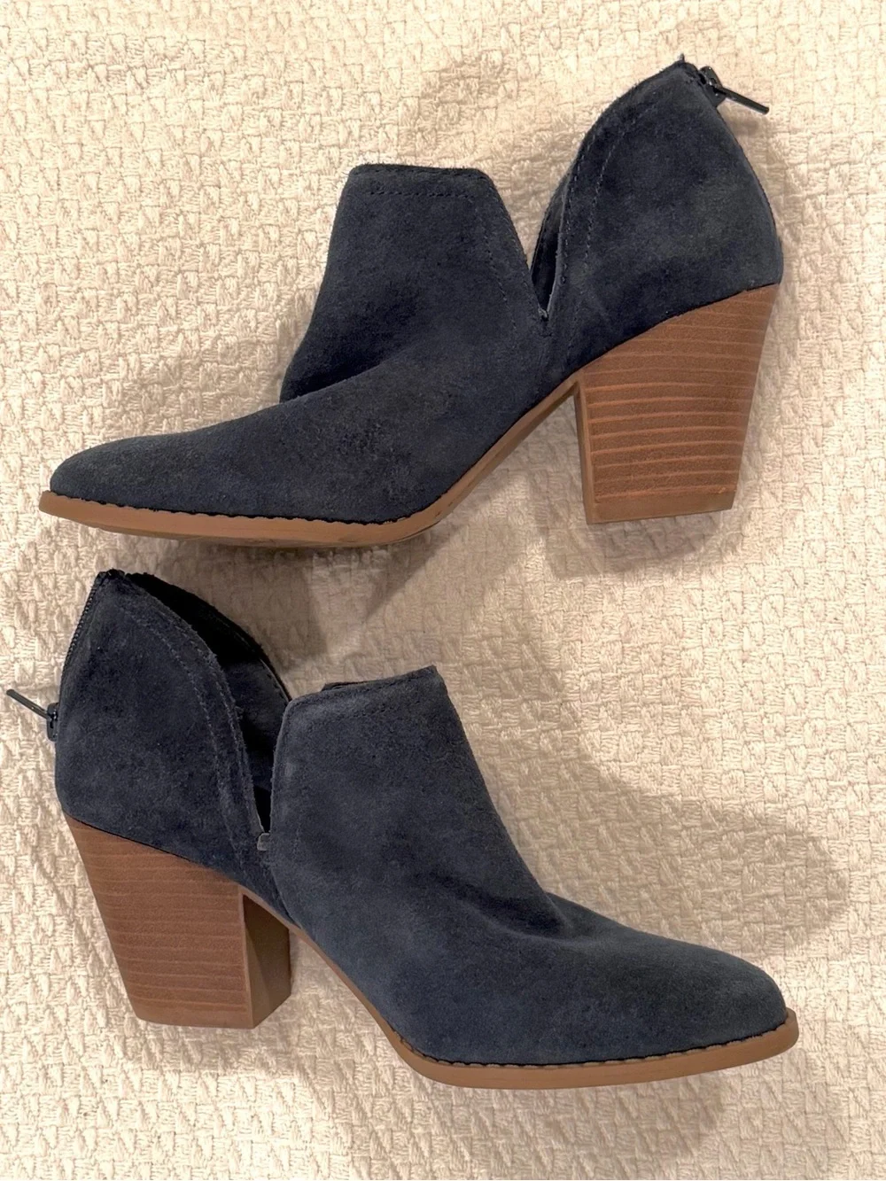 Carlos by Carlos Santana Dark Blue Suede Cutout Ankle Booties